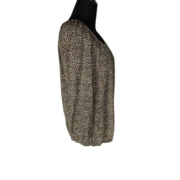 Michael Kors Blouse M Women's Beige Animal Print Long Sleeve Stretchy - Picture 4 of 7